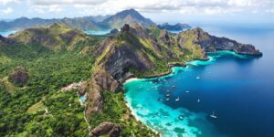 Aerial view of Komodo Island's stunning landscape.